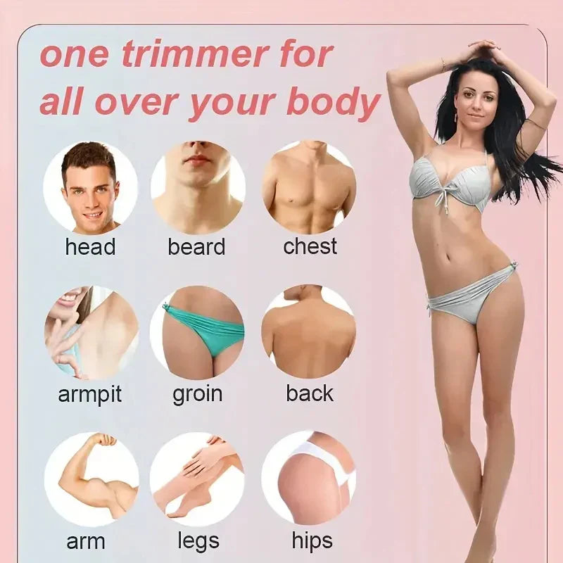 USB Rechargeable Women’s Electric Razor Full-Body Hair Removal Pink-4