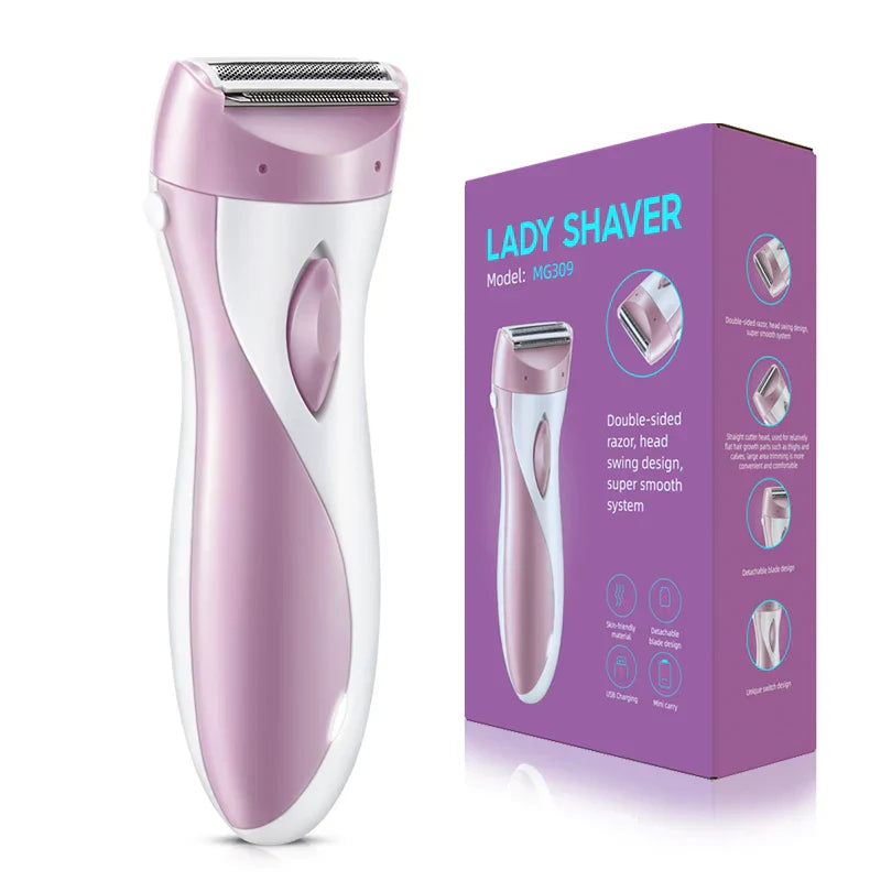 USB Rechargeable Women’s Electric Razor Full-Body Hair Removal Pink-0