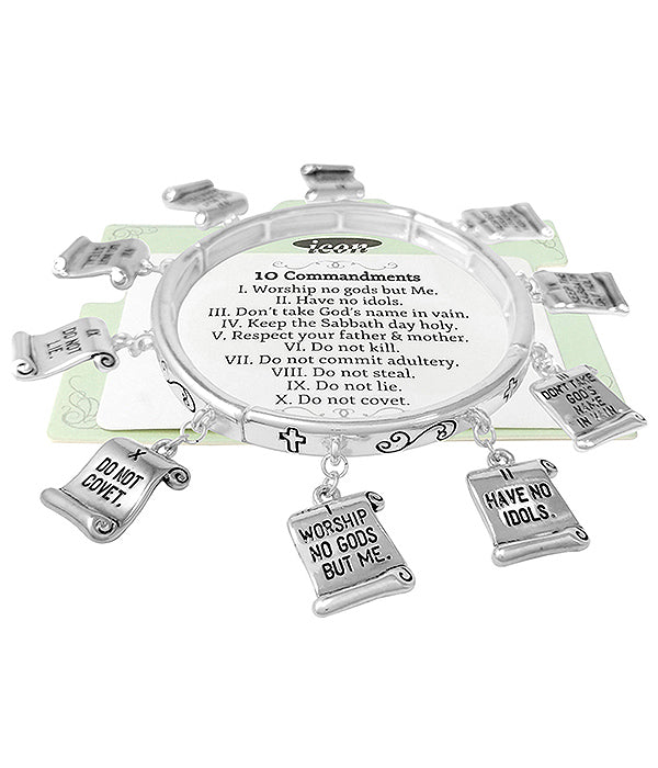 RELIGIOUS INSPIRATION MULTI CHARM STRETCH BRACELET - 10 COMMANDMENTS-0