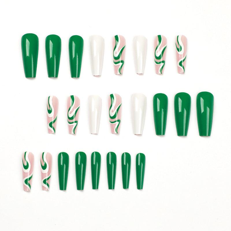 Green Designer Press On Nails-2