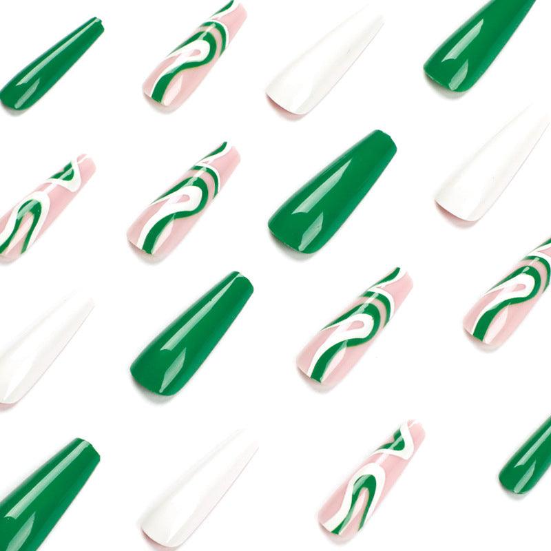 Green Designer Press On Nails-3