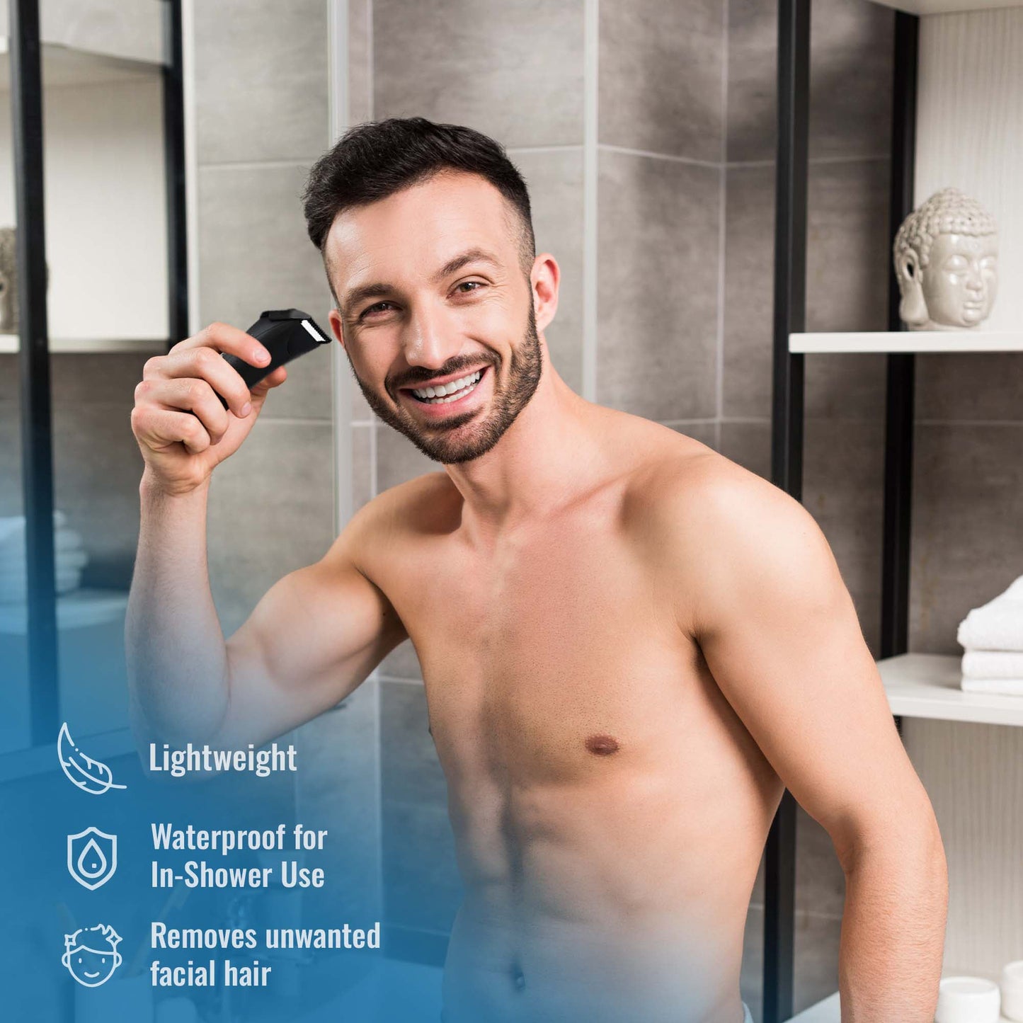 Pursonic – Mario Lopez Wireless Body Hair Trimmer & Shaver + Nose and Ear Hair Trimmer + Men’s Assorted Face and Body Wipes (3-Pack, 150 Wipes)-1