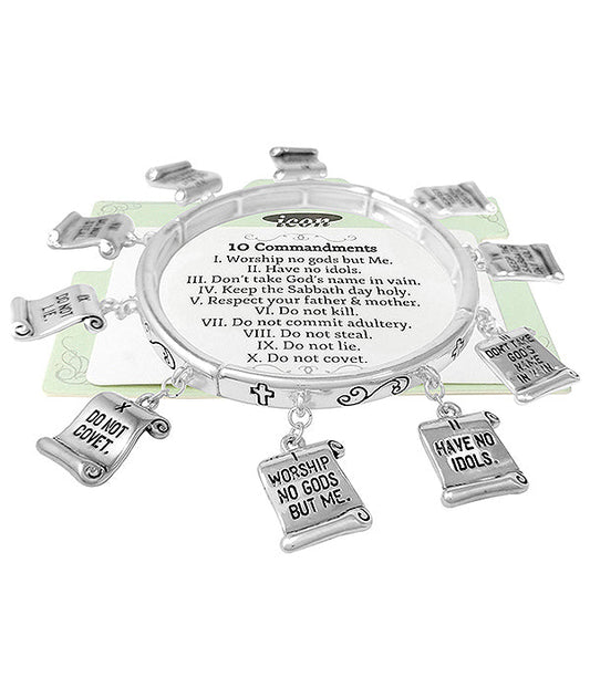 RELIGIOUS INSPIRATION MULTI CHARM STRETCH BRACELET - 10 COMMANDMENTS-0